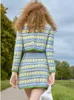 Arbetsklänningar 2024 Autumn Women Clothes Fashion Knit Two Piece Set For Sweater Cardigan Top Kirt 2 Set Outfit