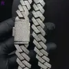 13mm 14mm 15mm högkvalitativ Sterling Sier Miami Cuban Link Chain VVS Moissanite Fashion Smyckeshalsband