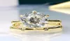 14K Gold Solitaire 10 mm Moissanite Diamond Ring Zestaw Oryginalny 925 Srebrna Pierścienie ślubne dla kobiet Obiecaj biżuterię928563215707