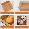 Gift Wrap 5pcs Square Clear Kraft Paper Box Lid Dessert Case Organizer Bake Cake Bread Snack Bakery Food Packaging Wedding Party