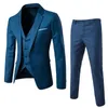 Erkekler Blazers 3 parça setler düğün 2 takım elbise zarif ceketler resmi iş lüks tam yelek pantolon ceket klasik 240508