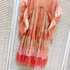 506 XL 2024 MILAN RUNWAAG JURK Spring zomer lange mouw v nek roze jurken damesjurk mode mode hoogwaardige luxijia