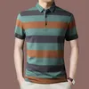 Polos masculins Mens Summer Nouveau polo rayé Polo à manches courtes Collier de polo en tricot