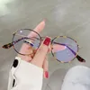 Sunglasses Anti-blue Light Flat Glasses Fashion Women Art Style Metal Frame Blocking Filter Computer Transparent