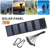 70W Foldable Solar Panel 5V USB Portable Battery Charger for Cell Phone Outdoor Waterproof Power Bank Camping Accessories 240430