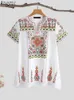 Women's Blouses Shirts Bohemian Floral Printed Blouse ZANZEA Summer Women Short Slve Holiday Beach Blouse Vintage Party Tunic Top Casual Blusas Mujer T240510