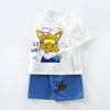 Sommerkind Kleinkind Kurzärmel Shorts Set Baby Girls Jungen Baumwoll Cartoon Pullover T-Shirtshorts zweiteiliger Anzug 0-6y 240511