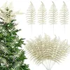 Fleurs décoratives 5pcs Accessoires de décoration de Noël Feuilles argentées en or DIY Boîte cadeau à la main Fleur artificielle