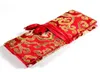 Blomma Silk Fabric Roll Travel Jewelry Cosmetic Bag Women Present Foldning Makeup Storage Bag Portable 3 Zipper Pouch DrawString Bag4818622