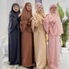 Vêtements ethniques High Quty Middle East Dubaï Turquie Couleur solide élégante Deux pièces Robes de femmes musulmanes T240510
