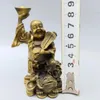 Estatuetas decorativas estátua de buda rindo de ouro chinês feng shui dinheiro sortudo maitreya escultura home jardim decoração estátuas