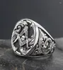 Anelli a cluster Mason Skull and Bones SIGNET MASONIC HANT Sterling Silver Ring7374370