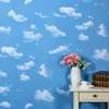 Fonds d'écran Blue Sky Blanc Clouds Match Decor Contact Paper pour les enfants Salle PVC Fond d'écran auto-adhésif Autocollants amovibles imperméables