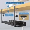 No Drilling Extendable Under Desk Cable Management Metal Tray With Clamp Retractable Power Strip Cord Holder 240506