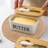 Plates Butter Dish With Lid Cheese Rectangular Airtight Kitchen Storage For West/East Coast Butters Ceramic Holder