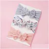 Hair Accessories 3 Pcs/Set Print Baby Headband Bows Flower Born Girl Headbands Elastic Kids Turban Band Drop Delivery Maternity Dhpsb