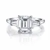 Luxury 100% 925 Sterling Silver Emerald Cut 6 Carat Simulated Diamond Wedding Engagement Cocktail Women Rings Fina smycken Partihandel
