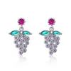 Fille mignon pourpre raisin zircon en diamant boucles d'oreilles étalons