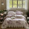 Set di biancheria da letto Fiori vintage Stampa Forta in pizzo set bordo di cotone lyocell morbido seta di copertura piumino foglio lettino aderente