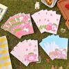 Geschenkomschakeling 5 -stcs/pack cartoon papieren zakken Koreaanse kawaii aardbeiverpakking snoep sieraden sieraden opslagorganisator