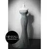 Серый вечерний платье платье без бретелек -русалка вечернее платье невесты Банкетное платье