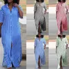 Robes de fête Fashion Summer Striped Imprided Shirt Robe Femme Sexy Sexy Short Sleeve Bouth Up Long Casual