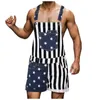 Men's Pants Summer American Flag Jumpsuits Star Printed Women's Jeans Overalls Casual Light Weight Surpender Shorts Trousers