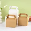 Enveloppe cadeau 5pcs Boîte de bonbons en papier kraft avec handle