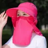 Sun Hat Woman Summer Dames UV Protection Cap Outdoor Travel fietsen Face masker hoed sjaalhoeden winddichte verwijderbare thee -pluk