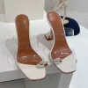 Frauen Sandalen Amina Muaddi Kleiderschuhe mit Schachtel Gummi High Heels Plattform Kristallverzögerte Dekoration transparente Kristalltransparente Weinbecher Heel