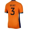 24 25オランダのサッカーシャツメンフィスヨーロッパホランドサッカージャージーダッチメンキッズキッツキットVirgil de Ligt fde Jong Virgil Dumfries Bergvijn Shird Xavi Gakpo Sets