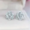 Boucles d'oreilles Stud Flower Diamond Oreing Bringle Real 925 SERPLAIS BIELLIE SIGNÉE 24K ENGAGEMENT GOL MARIAGE POUR FEMMES DES FEUX BRIDAL