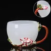 Becher Emaille Handgriff Tea Tasse weibliche kreative Blumenhaushalte Becher Brauen glasierter Kristallglas