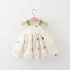 Robes de fille (0-3 ans) bébé d'été avec deux tournesols Robe de plage à suspension recouverte de fleur colorée princesse