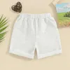 Shorts Baby Boys Summer Shorts Solid Color Neonatal Elastic Waist Sweater Shorts Childrens Bottom with Drag d240510