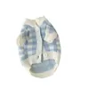 Vêtements pour chiens bleu blanc plaid Pet Part de cariot cardigan en peluche en peluche