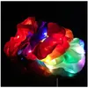 Acessórios para cabelos LED Bandas luminosas Scrunchies Women Girls Headwear Rate Rings de pulso simples Rubro