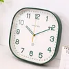 Horloges murales Design Home Plastic Room moderne Quartz simple décoration d'horloge carrée simple Decor Green Silent Living Style