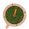 Table Clocks Unique Round Alarm Clock Body Grass Decors For Bedroom Office