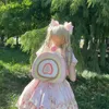 Opbergtassen op voorraad schattige aardbeiencake roll voor vrouwen zoete kawaii tas roze lolita meisje kerstcadeau rugzak