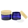 Storage Bottles Glass Cosmetic Cream Jar Pot Blue Eye Skin Care Container 30g 50g 15pcs False Wooden Lid Makeup Face Lotion