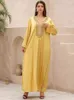 エスニック服eidラマダンイスラム教徒ドレス女性vネックビーズドバイパーティードレス