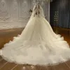 2024 Arabiczne arabskie sukienki ślubne Square Szyja długie rękawy Perły Koraliki cekiny Tiul Puffy ślubne sukienki Vestido de noiva casamento Rozmiar zamówienia niestandardowy rozmiar zamówienia