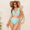 New bikini swimsuit solid color foreign trade three-point sexy swimsuit women split women Beach Wear two-piece set ASS