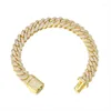 Bracelets de liaison hip hop 10 mm 2row Chaîne de broche cubaine Bling Iced Out Board Boucle Copper Cumbic Zirconia Bracelet pour hommes bijoux