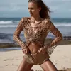 Swimwear femminile sexy mesh bikini a due pezzi costume da bagno vuoto set da donna a mano con mutandine per inframobilità del reggiseno abito da spiaggia 2024