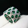 Kqdance Frau S kreiert Emerald Tansanit Rubinring mit grünem blauem rotem Stein 18K Weißgold Ringe für Frauen Schmuck 220726 258o