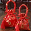 Geschenkverpackung rot chinesischer Stil tragbarer Hochzeits Süßwaren Bag Brocade Paket Draw String Präsentieren Süßigkeiten Geschenke 14x11cm