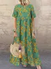 Urban Sexy Dresses Zanzea Summer Bohemian Sundress Women Vintage Maxi Dress Elegant Dresses Casual Floral Printed Baggy Vestido Kaftan Robe Femme T240510