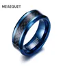 Meaeguet trendy 8 mm blauwe wolfraam carbide ring voor mannen sieraden zwarte koolstofvezel trouwringen VS maat S181016076068844